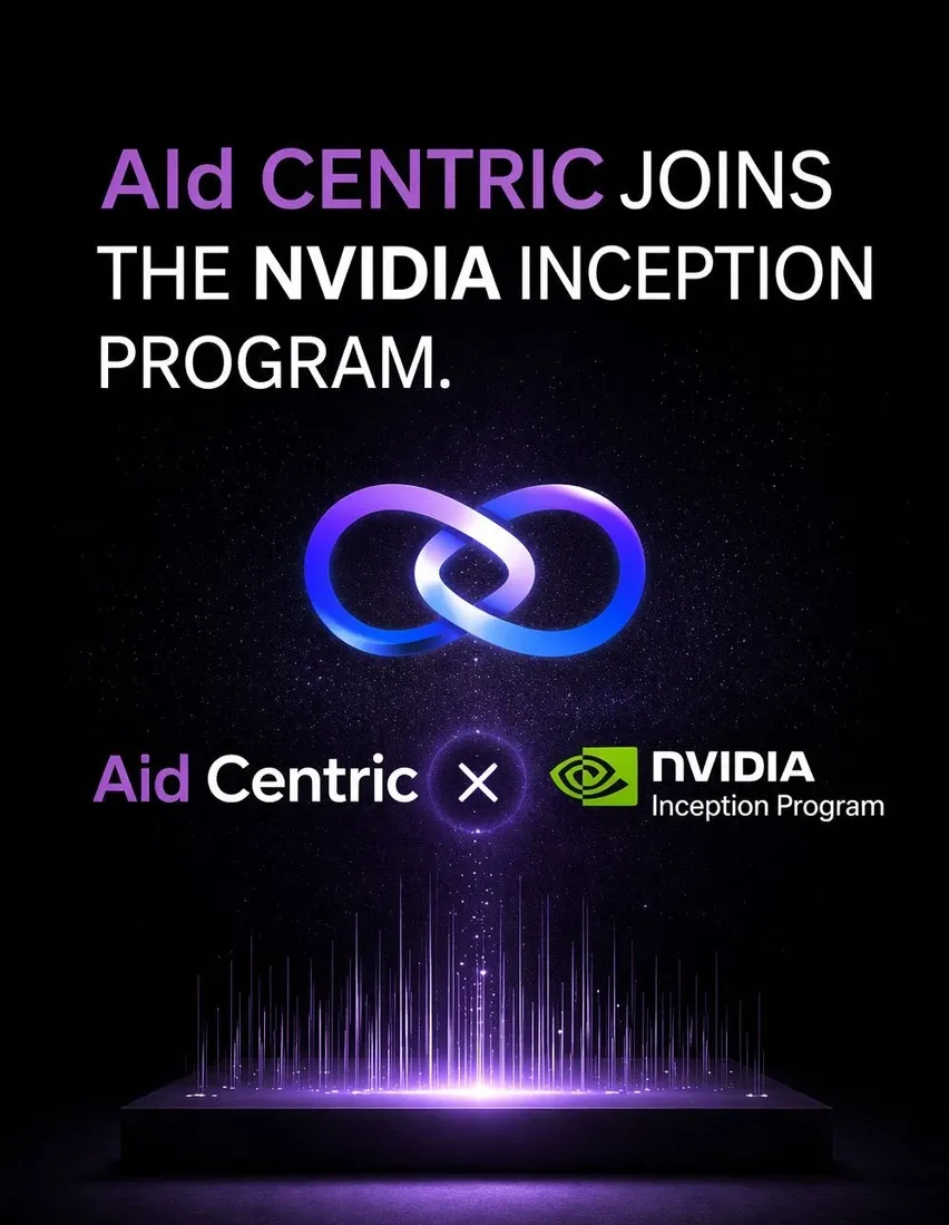 Announcement graphic: AId CENTRIC joins the NVIDIA Inception Program.